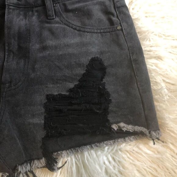 Denim Black Cut off Shorts - Picture 2 of 4